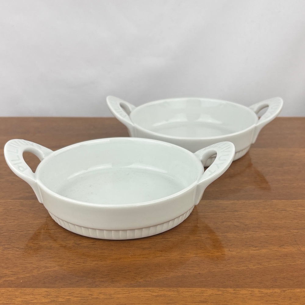 Pillivuyt Toulouse French porcelain Crème brulée dishes pair